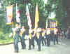 Nearly there!  A colour party approaches the 'Field' in Edenderry, south of Belfast.