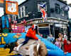 trying to stay on the bull's back